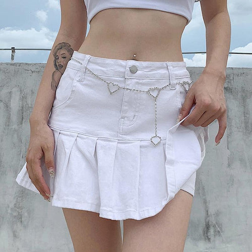 High-Waisted Pleated Jean Skirt for Country Girls and Bartenders
