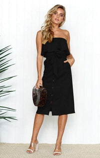 Summer Sun Strapless Button-Down Dress