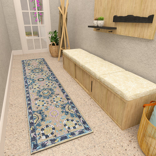 Premium Hand-Tufted Rug Made of 100% Wool  - Cankiri Garden - 2x10 Feet