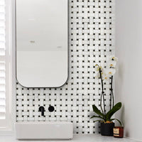 Carrara White-Toros Black Basketweave Mosaic Floor and Wall Tile - Livfloors Collection