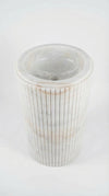 Cararra White Marble Designer Pedestal Stand-Alone Fluted Sink (W)18" (L)18" (H)33"