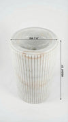 Cararra White Marble Designer Pedestal Stand-Alone Fluted Sink (W)18" (L)18" (H)33"