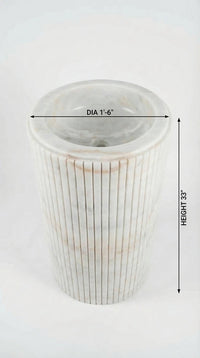 Cararra White Marble Designer Pedestal Stand-Alone Fluted Sink (W)18" (L)18" (H)33"