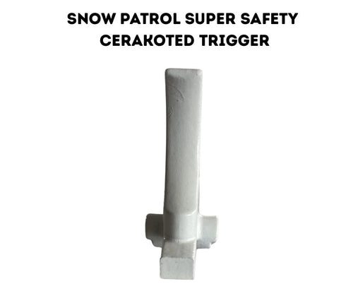 Snow Patrol White Cerakote Trigger Supply: Super Safety – S7 Tool Steel – Curved Trigger | AR-15 USA Made
