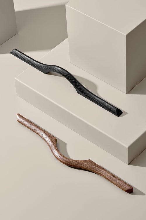 Lacquered Walnut Wood "Eros" Drawer Pulls Euro • Knobs