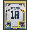 Framed Autographed/Signed Colston Loveland 35x39 Michigan White College Football Jersey Beckett BAS COA