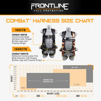 Frontline 100CTB Combat Construction Full Body Harness with Tongue Buckle Legs and Trauma Straps 3X/4X