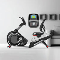 Light Commercial Recumbent Bike - Muscle D Fitness - LED Display - Heart Rate Monitor - Adjustable Seat - On Wheels for Easy Movement