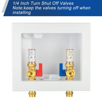 1/2" Copper Press Inlet, Washing Machine Outlet Box, with Copper Water Hammer Arrestor, Center Drain Plumbingsell