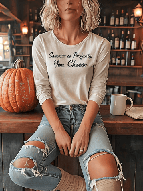 Serve Up Attitude Womens Jersey Long Sleeve Tee with Sarcasm or Profanity