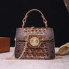 Crocodile Print Leather Handbag | Luxury Handcrafted with Locking Flap