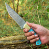 Custom Handmade Damascus Steel Hunting Knife – 10-Inch Blade with Resin Handle, Includes Leather Sheath