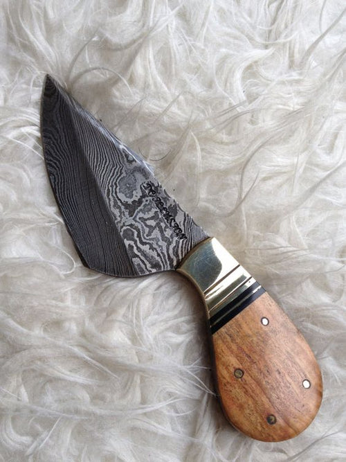 Custom Handmade Damascus Skinning Knife – 3" Blade with Rosewood Handle
