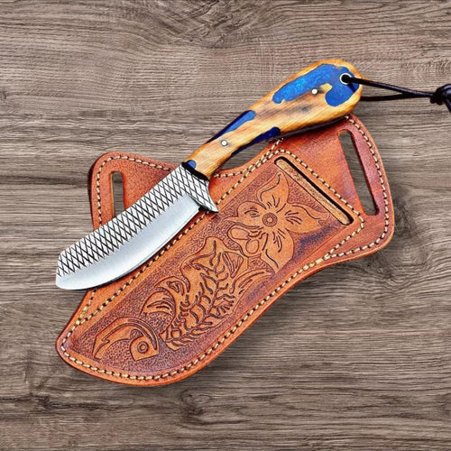 Custom Handmade Belt Knife | Rasp Tool Blade & Olive Wood Handle