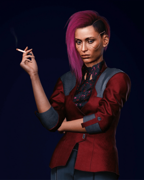 Cyberpunk 2077 Female V Red Leather Blazer