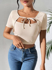 Silky Textured Crop Top – Chic Asymmetrical Collar Top for Casual & Formal Wear