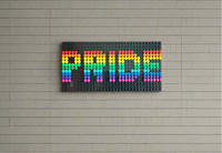 Build-It-Yourself DIY Pride Pixel Art Sign Kit – 32x16 Studs | Rainbow Mosaic on Black Base