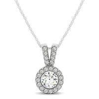 Round Pendant with Split Bail and Diamond Halo in 14k White Gold (3/4 cttw)