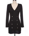Sophisticated Black Gold Button Dress