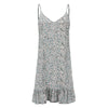 Floral Print Summer Dress Spaghetti Strap Mini Dress Ruffled