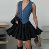 Vintage Pleated Ruffled Mini Skirt | Country Girl Festival & Rodeo Skirt