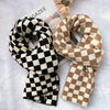 Cowgirl Chic Checkerboard Knitted Scarf – Stylish Winter Accessory for Cowgirls
