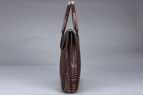 Exotic Croco Leather Laptop Bag - Luxury Genuine Cowhide for Stylish Women