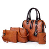 Vintage Leather 4-Piece Messenger Bag Set | Luxury Leather Tote, Clutch & Wallet Set