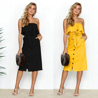 Summer Sun Strapless Button-Down Dress