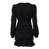 French Pleated Long Sleeved Little Black Dress – Elegant and Trendy Dress for Women