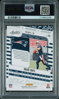 Graded 2024 Panini Absolute Drake Maye #103 Green Foil Rookie RC Football Card PSA 10 Gem Mint