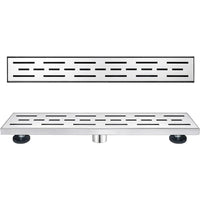 Linear Shower Drain 24" with Removable Grate, Brushed Polished 304 Stainless Steel Shower Drain
