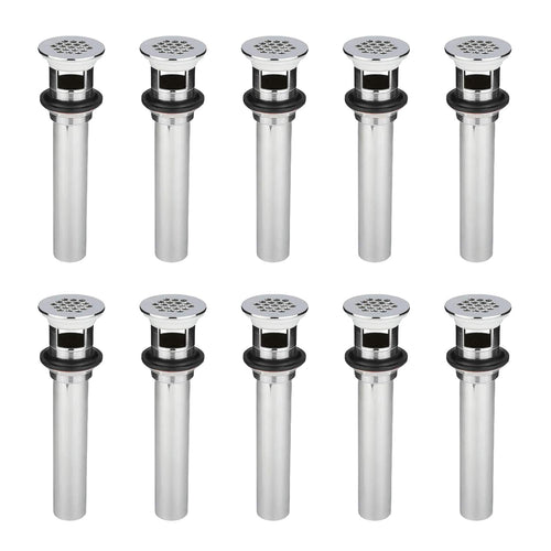 Bathroom Sink Overflow Flat Top Grid Drain Assembly, Chrome Plated