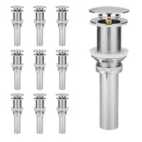Bathroom Sink Overflow Pop Up Drain Assembly w/ Lift Rod, Chrome Plated