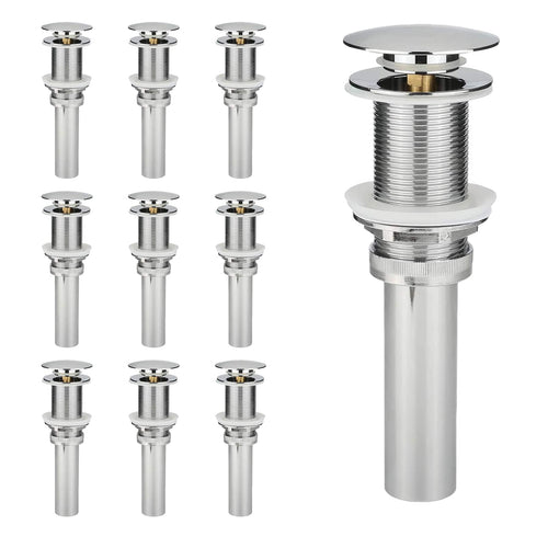 Bathroom Sink Overflow Pop Up Drain Assembly w/ Lift Rod, Chrome Plated