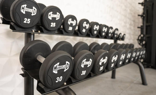 Pro Urethane Dumbbells - Muscle D Fitness - Quality Knurled Handles - Solid Design
