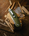 The Straight Back Folding Pocket Knife Giftset for Men and Women (Silver and Green)
