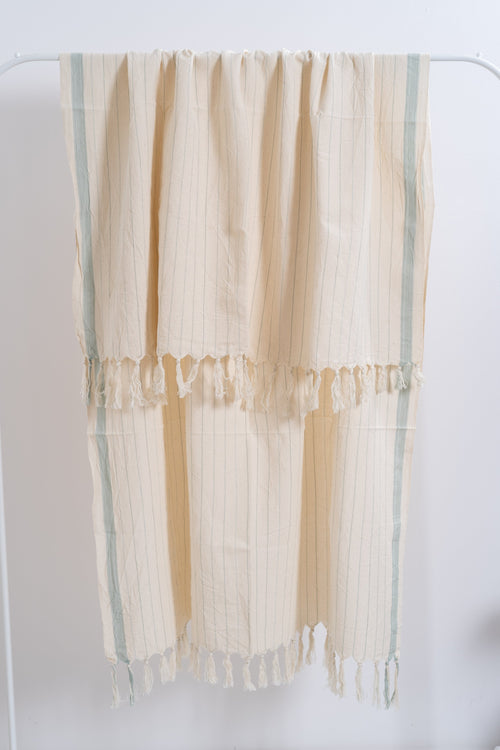 Drama Blue Cotton Linen Towel