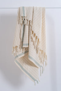 Drama Blue Cotton Linen Towel