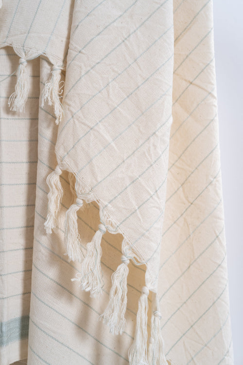 Drama Blue Cotton Linen Towel