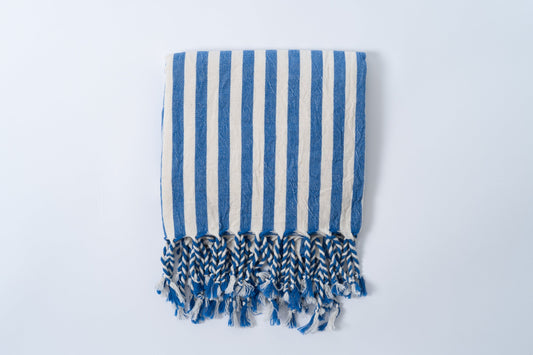Girit Dark Blue Cotton Linen Towel