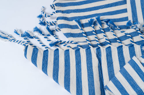 Girit Dark Blue Cotton Linen Towel