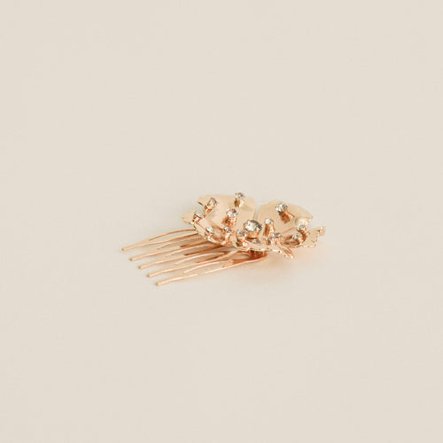 Metal Flower with Crystal Hair Side Comb