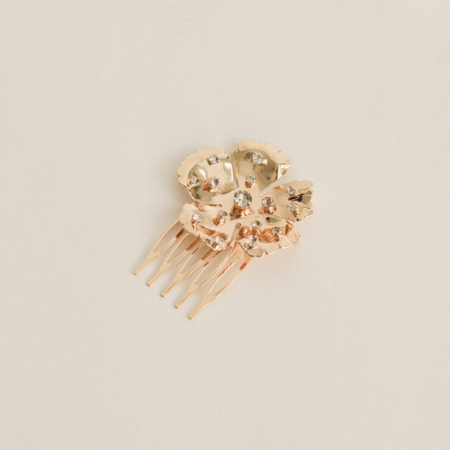 Metal Flower with Crystal Hair Side Comb