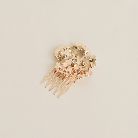 Metal Flower with Crystal Hair Side Comb