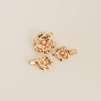 Metal Flower with Plastic Pearl Hair Clips | 3pcs | Gold