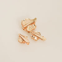 Metal Flower with Plastic Pearl Hair Clips | 3pcs | Gold