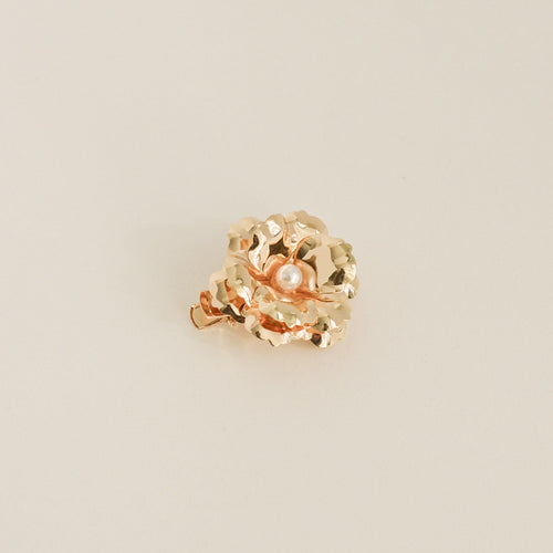 Metal Flower with Plastic Pearl Hair Clips | 3pcs | Gold