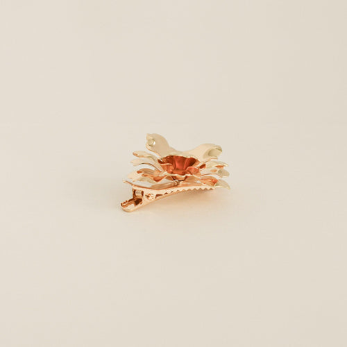 Metal Flower with Plastic Pearl Hair Clips | 3pcs | Gold