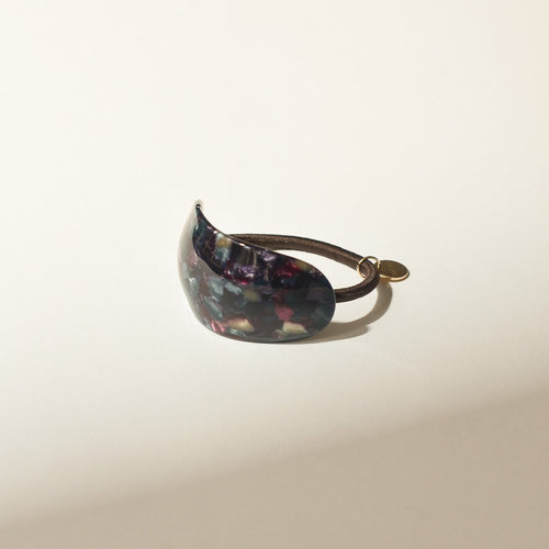 Curved Oval Resin Ponytail Hair Tie | Midnight Blue